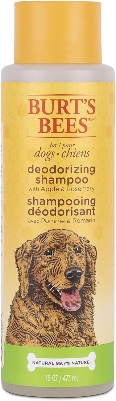 BURT'S BEES FOR PETS Deodorizing Dog Shampoo with Apple and Rosemary, 95% Natural Origin Formulas, Dog Deodorizing Shampoo - Gentle Dog Shampoo, Best Dog Shampoo for Smelly Dogs, 16 oz
