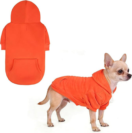 KOOLTAIL Dog Hoodie for Large Medium Small Dogs,Soft &Warm Pet Sweater with Leash Hole and Pocket Boy Girl,Puppy Fall Winter Jacket Clothes,French Pitbull Cold Weather Coat Sweatshirt,Orange S