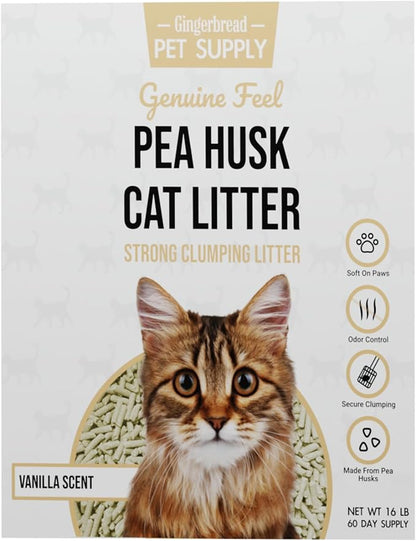 Premium Pea Husk Scented Cat Litter for Happy and Healthy Cats. (Vanilla)(15 lbs)