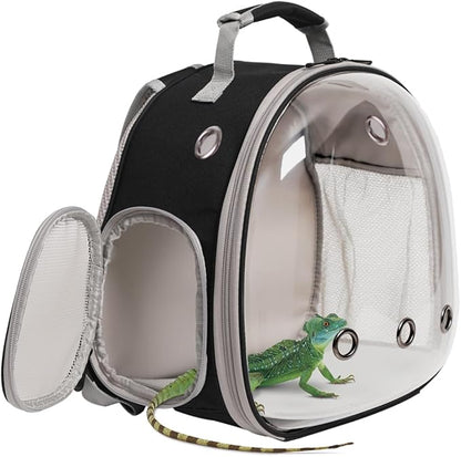 Small Animal Travel Carrier Backpack Design for Guinea Pig,Portable Bearded Dragon Bag for Sugar Glider,Hedgehog,Rat,Bunny,Rat (Black, Backpack)