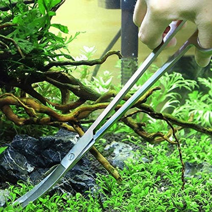 3 in 1 Aquarium Aquascape Tools Kit Long Stainless Steel Aquarium Tank Aquatic Plant Tweezers Scissors Tools