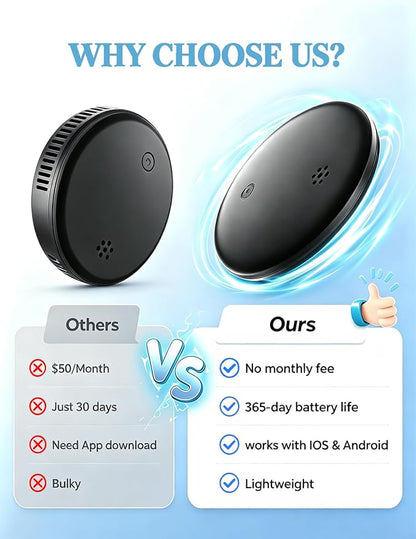GPS Cat Tracker Collar (iOS & Android) - Real-Time Activity Tracking Blue | No Subscription Smart Pet Finder Tag, Works with Google Find Hub & Apple Find My App for Keys, Kitten Items