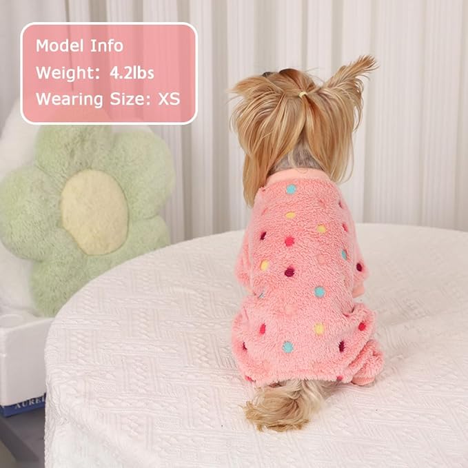 YIKEYO Dog Pajamas for Small Dogs Boy and Girl,Cotton Small Dog Sweater, Stretchable Pet Jammies Puppy Outfits for Dogs Female Male, Winter Doggie Pjs Clothes(Pink, S)