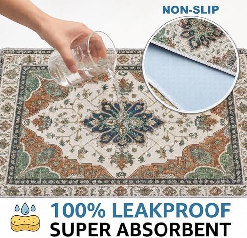 Washable Pee Pads for Dogs,Great Urine Absorbent Reusable Puppy Training Pads,Waterproof,Leak-Proof & Non-Slip Potty Pads for Whelping,Crate,Playpen,Bed.(Dark Teal Floral,36"x72")