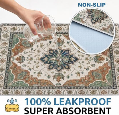 Washable Pee Pads for Dogs,Great Urine Absorbent Reusable Puppy Training Pads,Waterproof,Leak-Proof & Non-Slip Potty Pads for Whelping,Crate,Playpen,Bed.(Dark Teal Floral,36"x72")