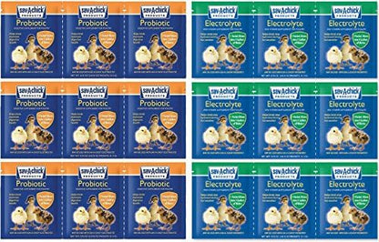 18 Piece Bundle - 9 Packets of Sav-A-Chick Electrolyte and Vitamin Plus 9 Packets of Sav-A-Chick Probiotic