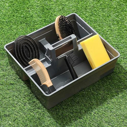 Abbylike Horse Grooming Kit with Tote Bag, 6-Piece Horse Care Set with Brush, Comb & Hoof Pick, Portable Grooming Supplies Organizer(Gray)
