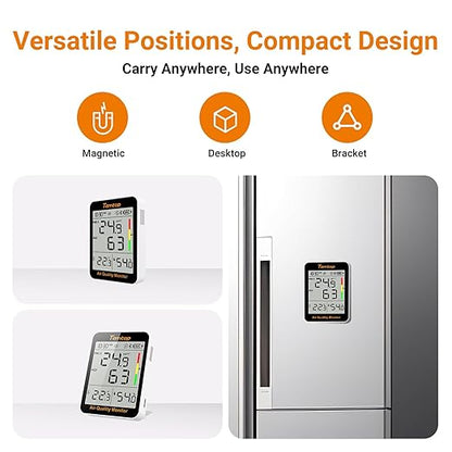 Temtop Smart Air Quality Monitor - Indoor Air Quality Meter with PM2.5, AQI, Temperature and Humidity Detector for Home, Office or School, App Connectivity, OTA Updates, 60-Day Battery Life