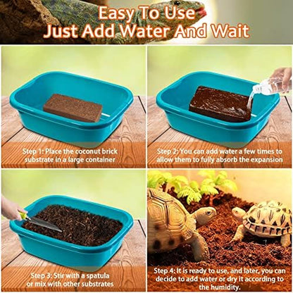 Riare 2 Pack Natural Coconut Fiber Substrate, Coco Coir Reptile Bedding