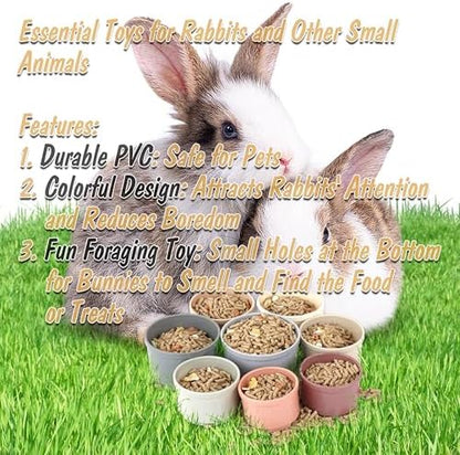 HIIMALEX 8-Pcs Bunny Toys Stacking Cups for Rabbit Foraging and Play Bunny Essential Toys Safe Plastic Accessories for Small Animals Rabbits
