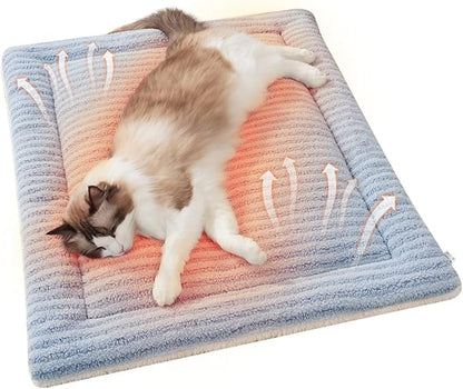 Self-Warming Cat Bed Pad, Reversible & Ultra Soft Pet Mat for Crates, Kennels, Sofas & Furniture, Machine Washable, Durable for Dogs and Cats, 23x15 Inch Blue