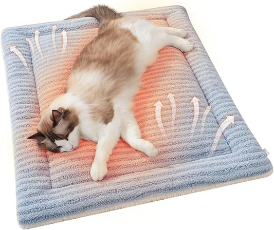 Self-Warming Cat Bed Pad, Reversible & Ultra Soft Pet Mat for Crates, Kennels, Sofas & Furniture, Machine Washable, Durable for Dogs and Cats, 23x15 Inch Blue