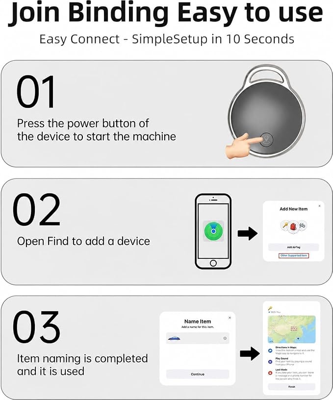 GPS Tracker for Dogs/Cats, Real-Time Tractive GPS Dog Tracker Device | Dog/Cat Tracker Pet Location Tracking with Collar, No Monthly Fee/No SIM Card, Works for iOS Find My, IP68 Waterproof