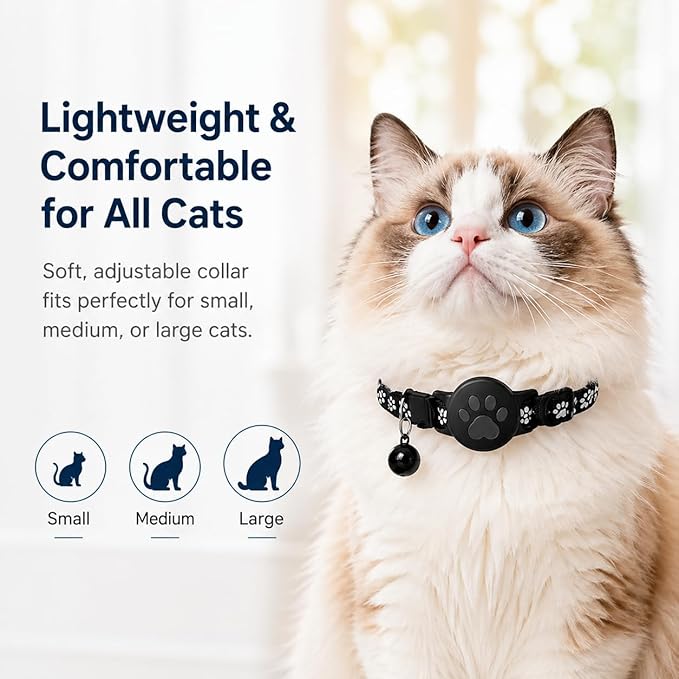 Pet Tracker,GPS Tracker for cat,Smart tag,Waterproof Compatible with Find My,No Monthly Fee,Advanced Tracking Solution Smart Collar for Pet Safety Ideal Small Large Cats(iOS Only)