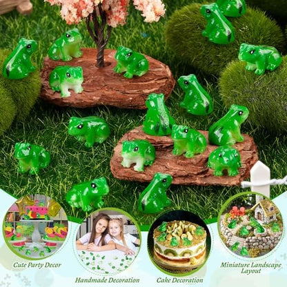 60 PCS Mini Resin Frogs Green Frogs Figurines for Model Fairy Garden