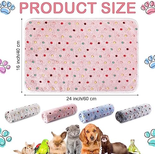 Reginary 4 Pcs Guinea Pig Fleece Cage Liners, Colorful Dot, 24 x 16 Inch