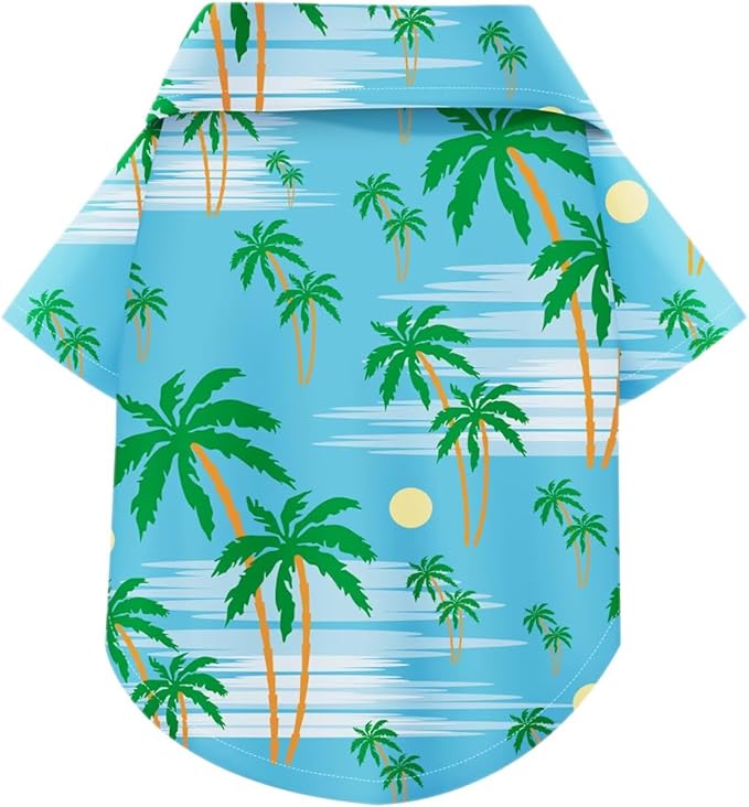 Hawaiian Dog Shirt – Lightweight and Breathable Summer T-Shirt with Tropical Prints, Fun Beach Outfit for Small, Medium, and Large Dogs, Perfect for Hot Days and Outdoor Vacation.Tree L
