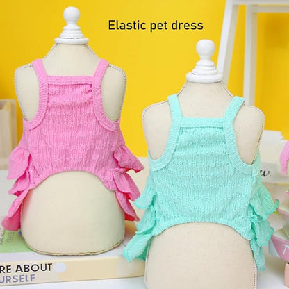 2 Pack Summer Dog Dresses with Bow Girl Puppy Clothes for Small Dog Spring Cat Outfit Sleeveless Pet Tiered Layered Cake Dress for Kitten Chihuahua Pomeranian Yorkie (Pink Blue, X-Large)