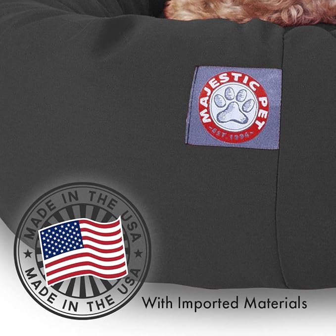 Majestic Pet 52-Inch Calming Donut Dog Bed – XL Washable Round Pet Bed with Sherpa Top – Orthopedic Spine Support for Head & Neck – Soft Poly-Cotton Fluffy Cuddler for Extra Large Dogs, 52x35x11, Gray