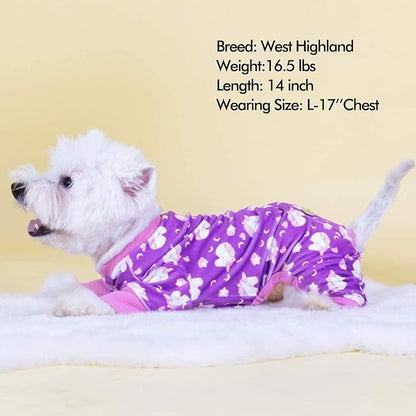 KYEESE Dog Pajamas Stretchy Pet Jammies Coat Comfy Pet Onesie Costume Velvet Dog Pajamas Small Sized Dogs Soft Dogs Clothes Pjs with Unicorn Pattern, Large