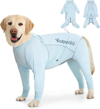 Dog Sun Protection Cooling Suit UPF 50+, Quick-Dry Breathable Jumpsuit for Large & Medium Dogs, Outdoor Dirt-Resistant Shedding Control Pet Apparel (Ice Blue, 4X-Large)