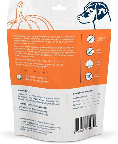 Dog Mamma's Organic Pumpkin Snaps Recipe - Certified Organic Dog Treats 6 oz