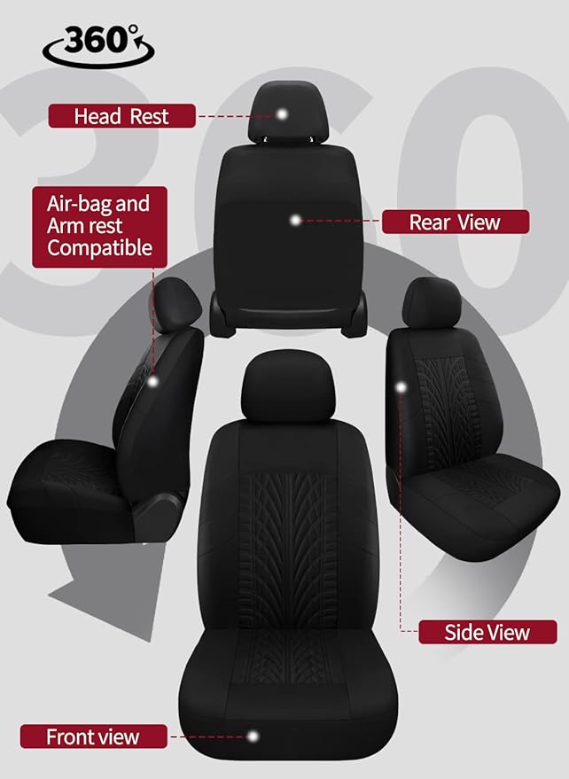 VarCozy Car Seat Covers Front Pair,Universal Cloth for Car,Breathable & Washable SUV, Sedan, Van, Automotive Interior Covers, Airbag Compatible
