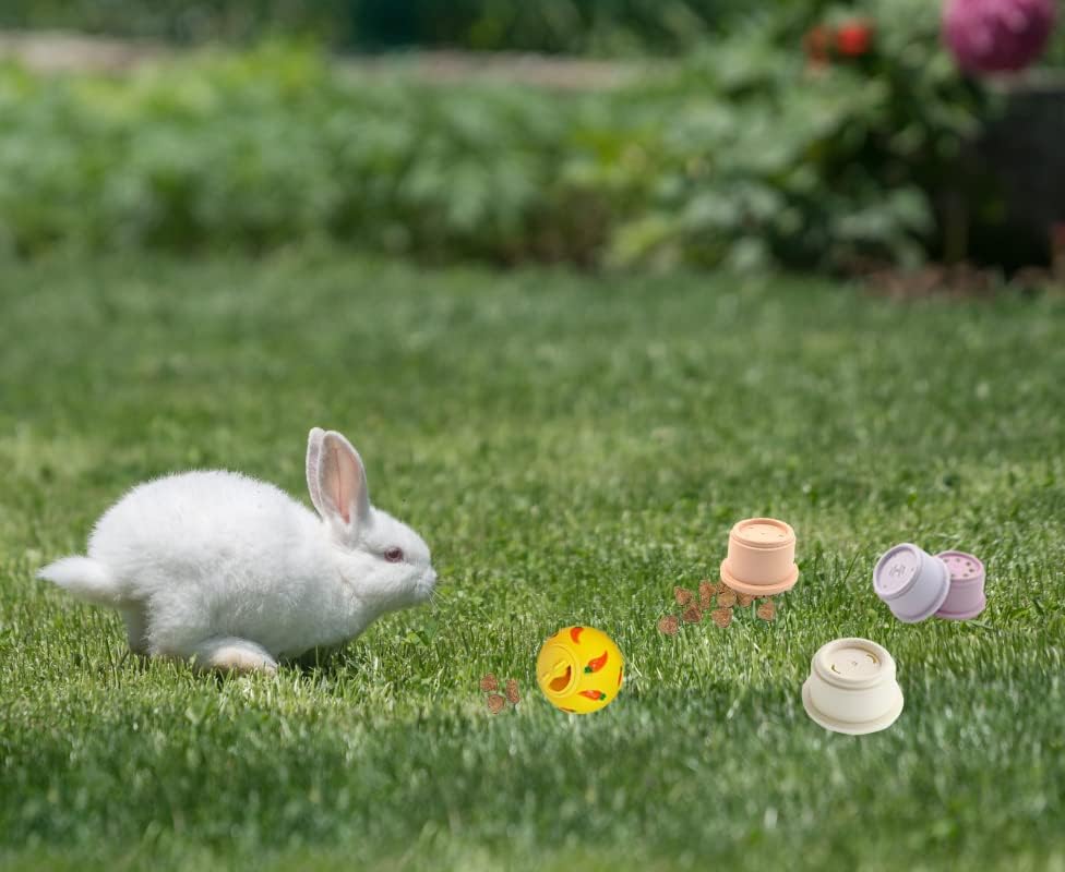 9 PCS Bunny Stacking Cups, Stacking Cups for Rabbits Stack up Bunny Cups Toys Rabbit Food Dispenser for Rabbits Bunny Small Animals