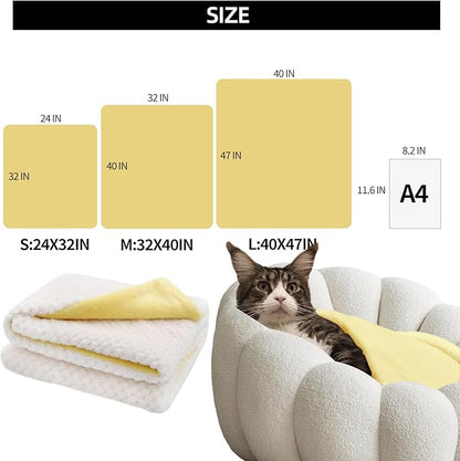 furrybaby Dog Blankets for Small Dogs & Cats for Couch, Reversible Flannel Blankets for Pets 24x32 Inch, Cat Blankets for Indoor Cats Washable(White)