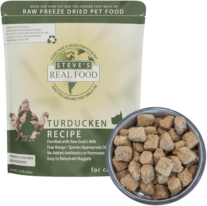 Steve's Real Food Freeze-Dried Raw Nuggets - Turducken Recipe - Raw Pet Food for Dogs - 20 oz