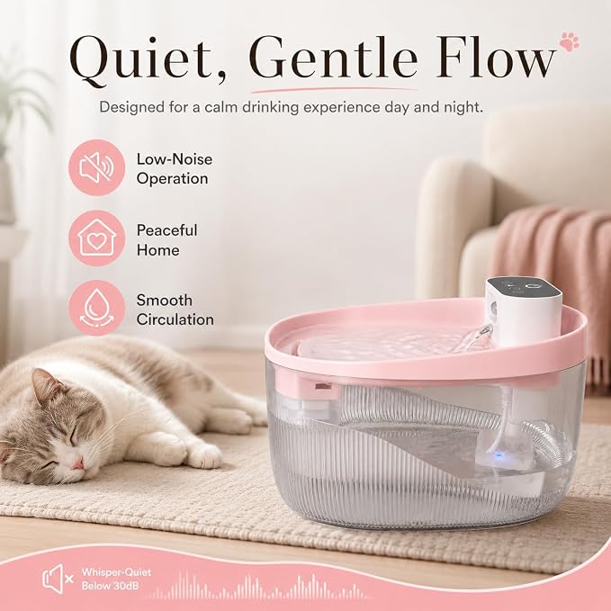 74oz/2.2L Cordless Cat Water Fountain, 5000mAh Battery Operated | 3 Smart Modes, with Motion Sensor, Ultra-Quiet, Pet Drinking Dispenser with LED Light, Wireless Fountain for Cats, Dogs