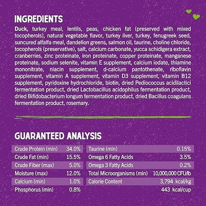 Stella & Chewy's Raw Coated Cat Food - High Protein, Grain-Free Kibble with Cage-Free Duck - Premium Digestive Support with Probiotics - All Natural Small Kibble - Perfect for Picky Eaters - 5 lb Bag