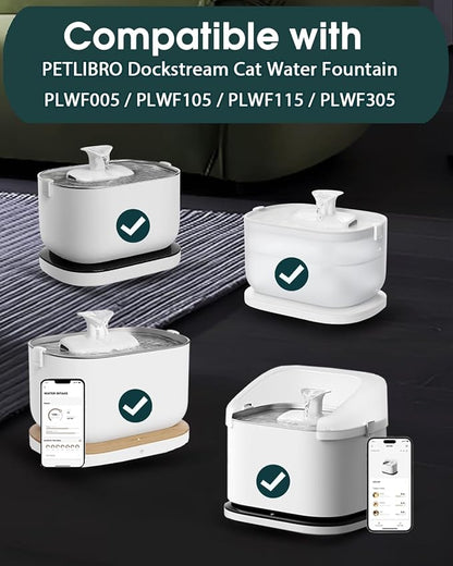 Cat Water Fountain Filter Replacements, 4 Months Set of Replacement Filters | 8 Pack Filters Individually Wrapped Easy-to-Replace Multi-Layer Filtration for Dockstream PLWF105/PLWF115/PLWF005 Fountain