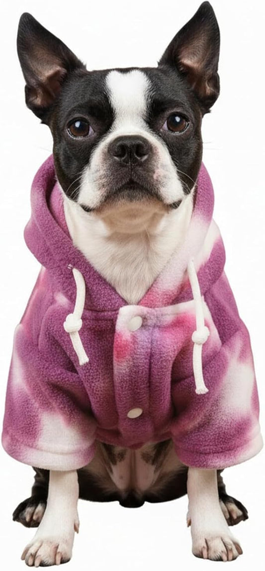 Mklhgty Tie Dye Dog Hoodie, Winter Coat for Small Dogs - Ultra-Soft Adjustable Warm Hood, Breathable Comfort Fabric for Daily Use