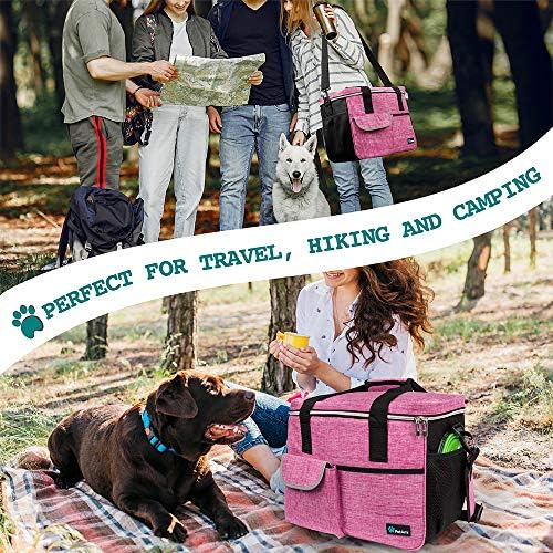 PetAmi Dog Travel Bag Organizer, Pet Supplies Tote Diaper Bag, Pink Large