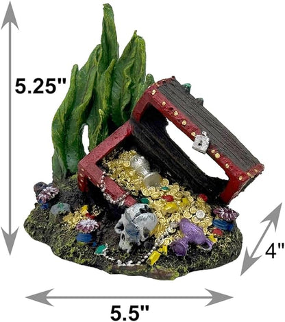 Exotic Environments Sunken Treasure Chest Aquarium Ornament, Small, 5-1/2-Inch by 4-Inch by 5-1/4-Inch