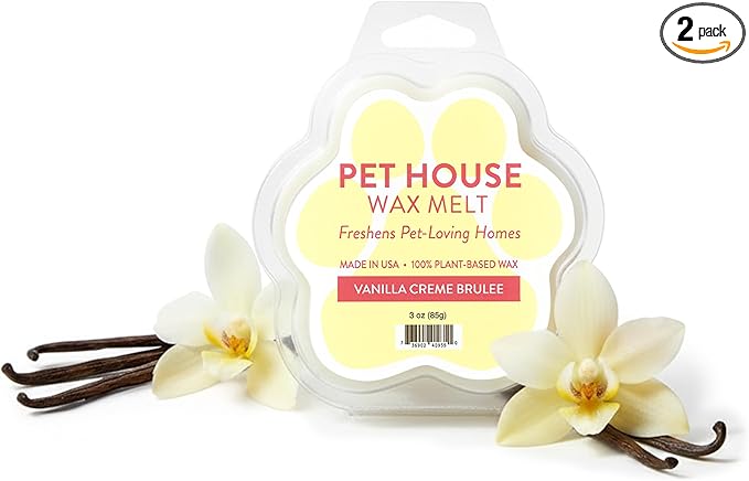 Pet House Scented Wax Melts Long-Lasting, Pet-Friendly Plant Based, Wax Melts for Home, Vanilla Creme Brulee 3 OZ Each, 2 Pack