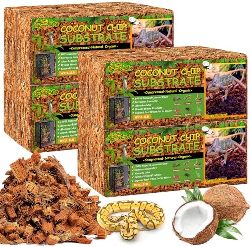 Riare 8Pack Coconut Husk Chip for Reptiles, 8.8LB Coconut Fiber Substrate