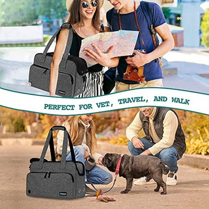 PetAmi Small Dog Purse Carrier, Airline Approved Soft Sided Tote, Dark Gray