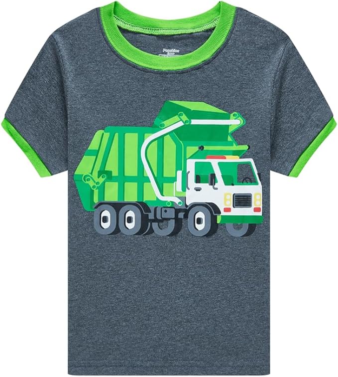 Popshion Boys Pajamas 100% Cotton Toddler Clothes Summer Pjs for Boy Planet Dinosaur Sleepwear Kids Short Sets 2-10 Years
