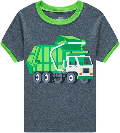 Popshion Boys Pajamas 100% Cotton Toddler Clothes Summer Pjs for Boy Planet Dinosaur Sleepwear Kids Short Sets 2-10 Years