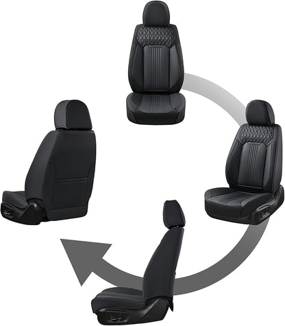 Coverado Seat Covers, Car Seat Covers Front Seats, Black Seat Cover, Waterproof Car Seat Cushion, Front Car Seat Covers Leatherette Car Seat Protector Universal Fit Most Cars
