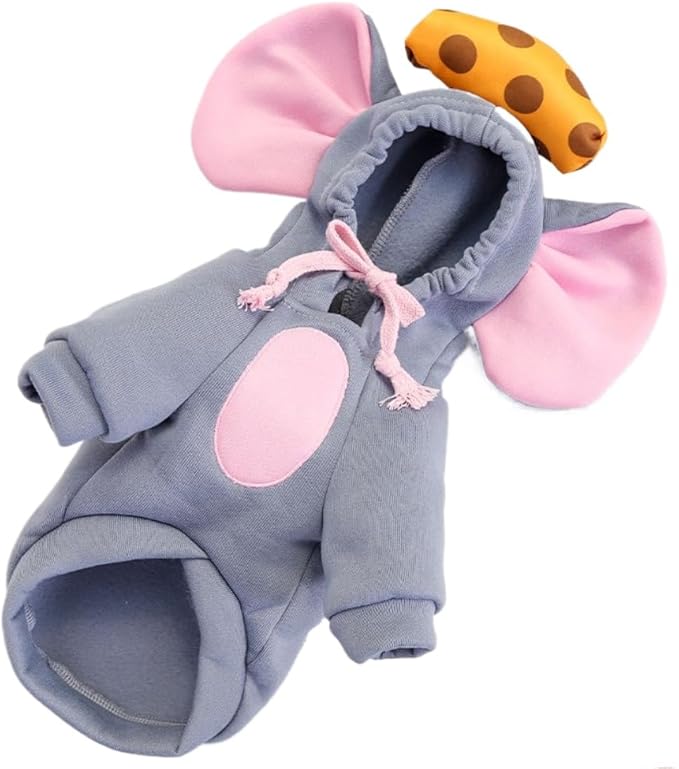 Dog Hoodies Cat Clothes Autumn Winter Sweatshirts Teddy Bulldog Bulldog Clothing Can Transform Into Frog Elk Mouse (Dark Gray Mouse,L)