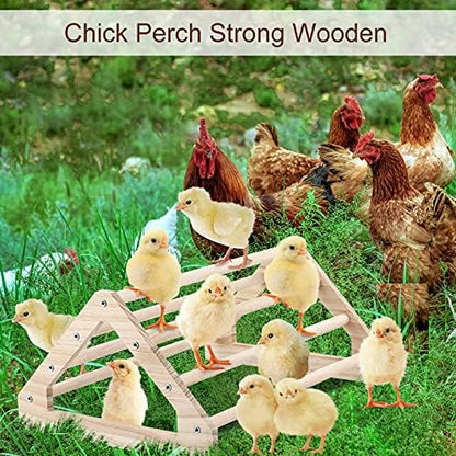 Wooden Chick Perch Stand, Pine Chicks Roosting Bar, Jungle Gym Perch Toys for Chicken Coop & Brooder, Bird Perch for Baby Chicks & Parrots (Large)