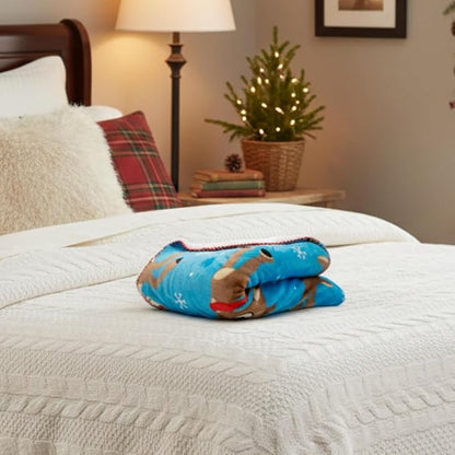 Rudolph The Red Nose Reindeer Holiday Christmas Kids Bedding Soft Plush Sherpa Blanket Throw, 46 in x 60 in, (Officially Licensed Product) by Franco