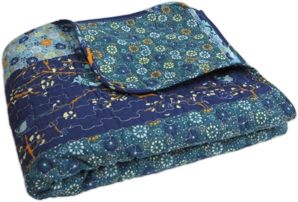 Lush Decor Royal Empire Reversible Cotton Throw Blanket, 50" W x 60" L, Peacock - Throw Blankets for Bed - Couch Blanket - Boho_Throw_Blanket for Couch (Pack of 8)