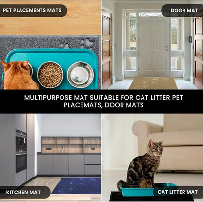 Andalus Large Cat Litter Mat, Pack of 1 - Waterproof, Non-Slip & Easy to Clean Cat Litter Box Mat for Extra Efficient Pet Litter-Trapping, Black (30” X 18”)