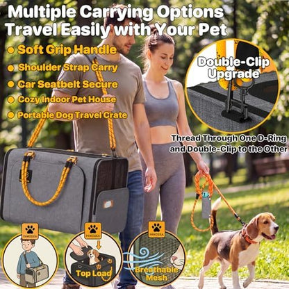 PAWZIDEA Expandable Large Pet Carrier, Soft-Sided 2–4 Cats Carrier Up 55lbs