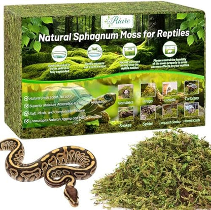 Riare 7OZ Natural Sphagnum Moss for Reptiles-10QT Soft Reptile Moss Bedding