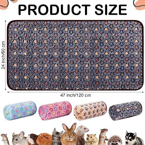 Reginary 4 Pcs Guinea Pig Fleece Cage Liners, Star Pattern, 24 x 47 Inch